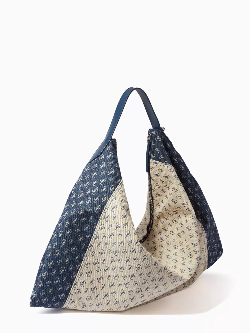 Jimmy choo Jc Logo Jacquard Ana Hobo Bag In Navy/sand Dune $1,295